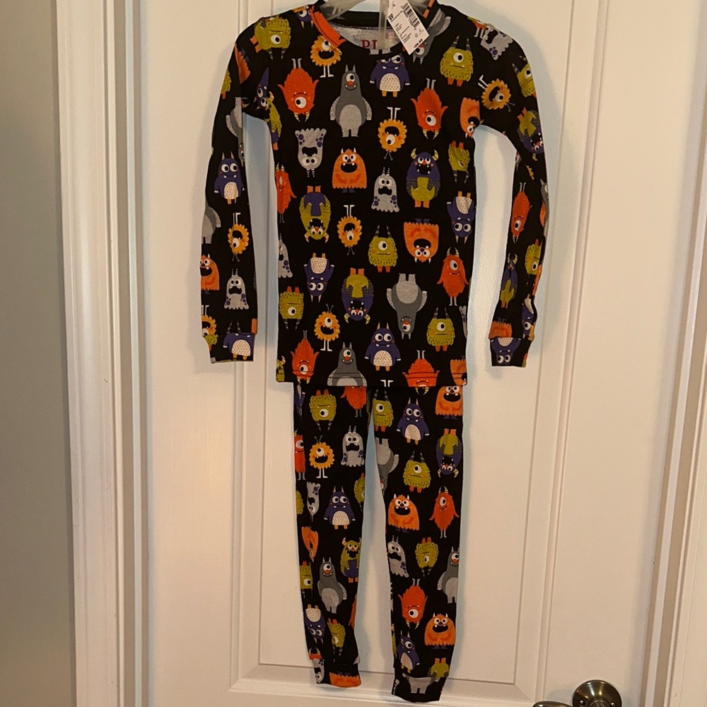 The Children's Place Black Monster Print Two-Piece Pajama Set